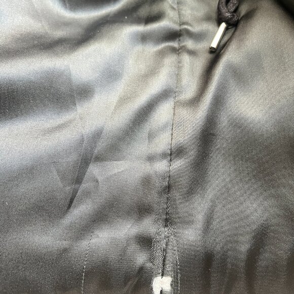 Shearling Trim Collar Black Wool Aviator Jacket - Picture 8 of 8